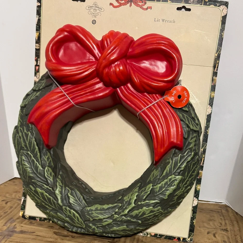 John Derain Blow Mold 16” Lite Up Wreath-*has a few scratches